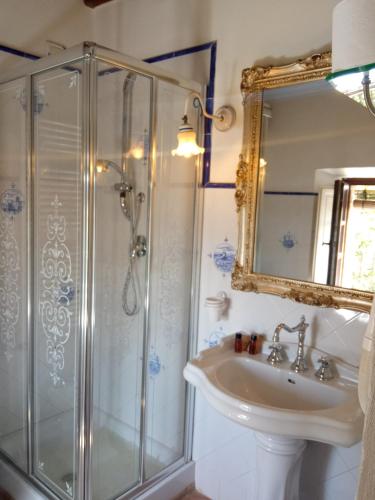 a bathroom with a shower and a sink at Casa Demo in Fighine