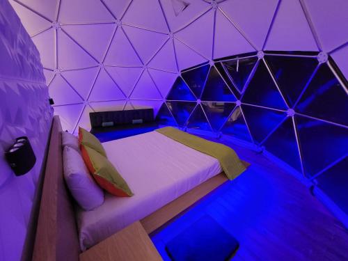 Habitación con cama en una tienda de campaña en la cúpula en Solaris Glamping Exclusive, en Tena