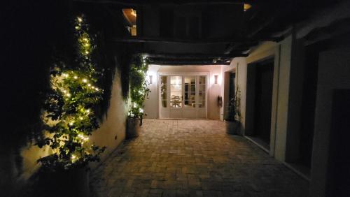 pusty korytarz w nocy z lampkami świątecznymi w obiekcie Suite indipendente in villa w mieście Formello