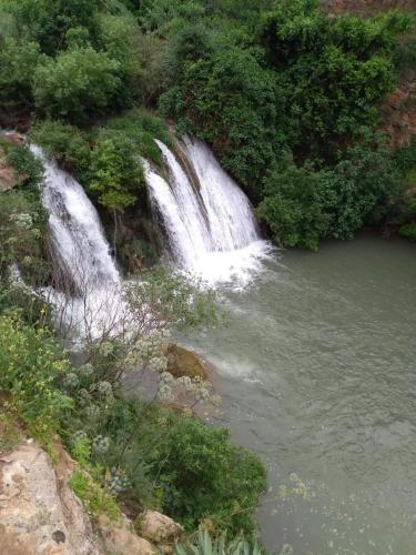 a waterfall in the middle of a river at Dar rachid ouzoud in Azilal