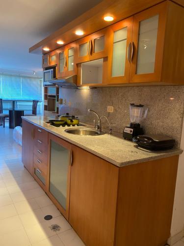 Apartamento con vista al mar tesisinde mutfak veya mini mutfak
