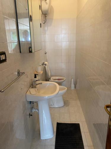 a bathroom with a sink and a toilet at Casale Colle dei Pini in Casaccia