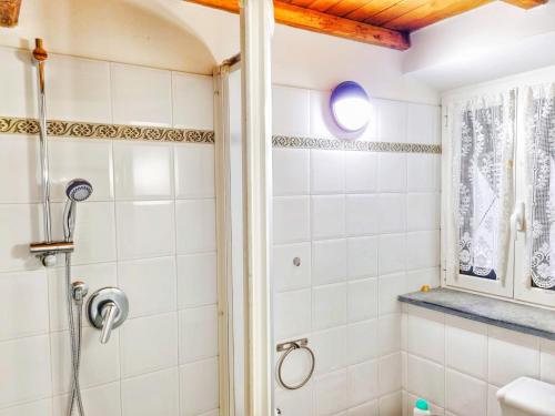 a bathroom with a shower and a toilet at Good vibes penthouse Ca Lidia 5terreparco in Riomaggiore