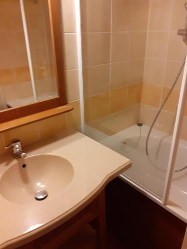 bagno con lavandino e doccia di Superbe duplex a Monflanquin