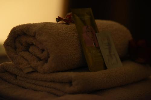 a stuffed animal sitting on top of a towel at Apartment Bobic in Ličko Petrovo Selo
