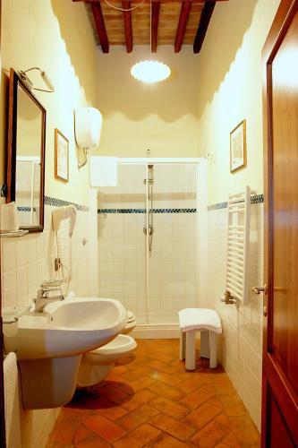 a bathroom with a toilet and a sink and a shower at La Locanda di Quercecchio in San Gimignano