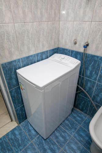 a small bathroom with a toilet and a sink at Paradise Apartment in Sandanski
