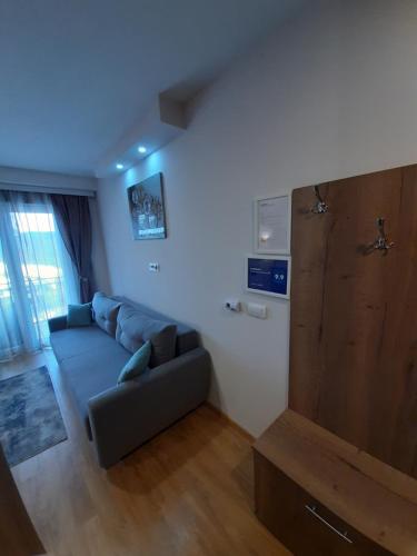 ein Wohnzimmer mit einem Sofa und einem TV in der Unterkunft Avantura Studio 1 in Zlatibor