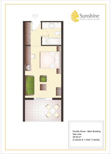 a floor plan of a condo at Sunshine Corfu Hotel And Spa in Nisakion