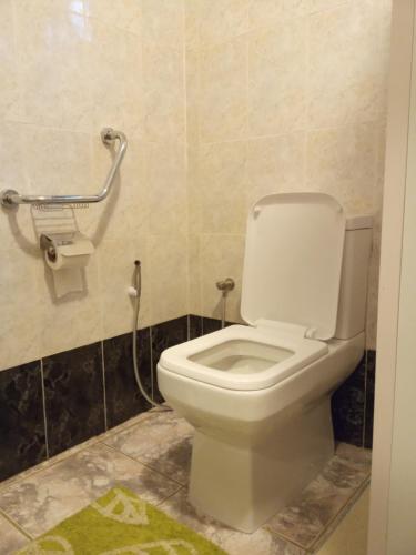 a bathroom with a white toilet in a room at PRIM 29 in Flic-en-Flac
