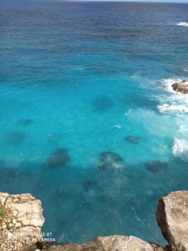 a view of the blue water of the ocean at Kaz a Klemence Gite creole avec piscine et table dhotes a Anse Bertrand in Anse-Bertrand