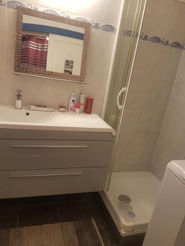 Et badeværelse på studio gruissan proche plage des chalets