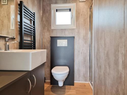 阿赫特克克的住宿－Luxe chalet AK09 Aagtekerke，一间带卫生间和水槽的浴室