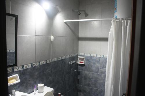 a bathroom with a shower and a sink at Departamento con buena ubicación in Corrientes