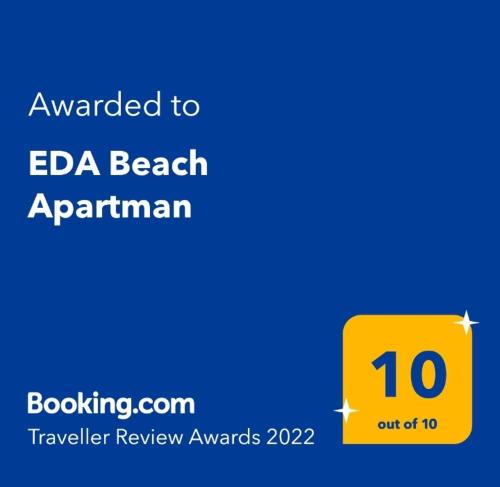 Certifikát, ocenenie alebo iný dokument vystavený v ubytovaní EDA Beach Apartman