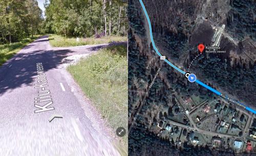 two pictures of a road with a map of a road at Kuldallika Spa House in Kullamäe
