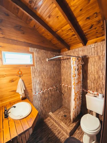 a bathroom with a toilet and a sink at ComplejoGovinda in Tigre