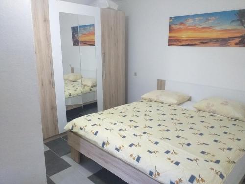a bedroom with a bed and a mirror at Apartmani Branka in Rtina