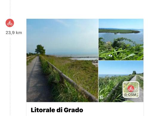 a collage of pictures of a road and the ocean at da Lilia in Salute&Bellezza in Monfalcone