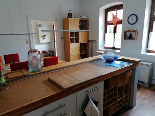 a kitchen with a counter top in a room at Lippolds Stube in Brunkensen
