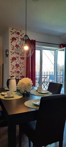 Ruang duduk di Ferienwohnung Wikingerland
