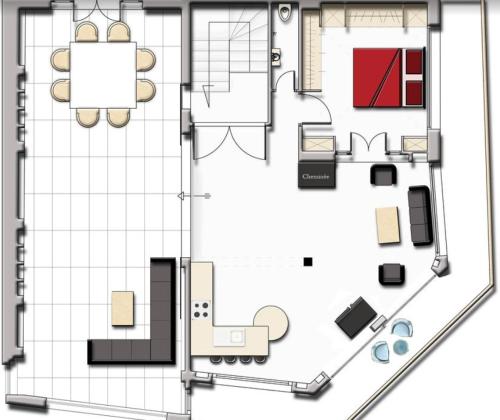 a floor plan of a house at la maison de l'architecte in Hammamet