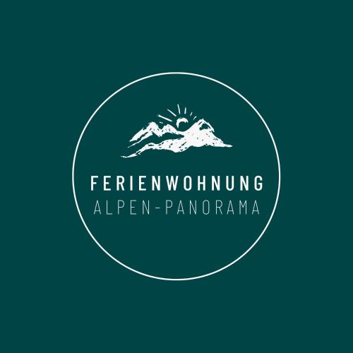 a logo of a mountain with the sun in a green circle at Ferienwohnung Alpen-Panorama in Immenstadt im Allgäu
