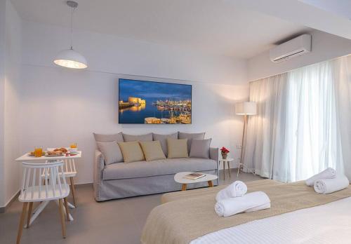Postel nebo postele na pokoji v ubytování Electra Luxury Apartment at the Heraklion Center
