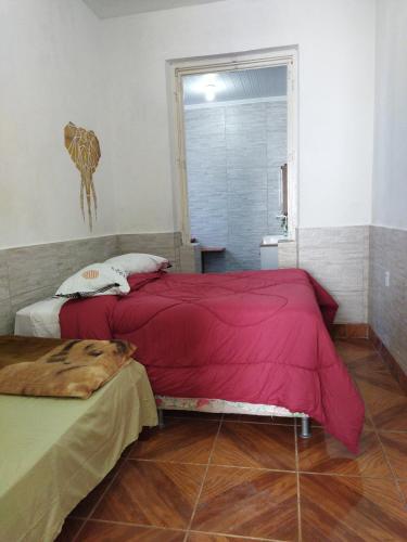 a bedroom with two beds and a window at Hst Ateliê Marli Marques in Pelotas