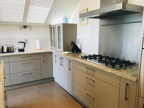 A kitchen or kitchenette at Beach Lodge with Seaview