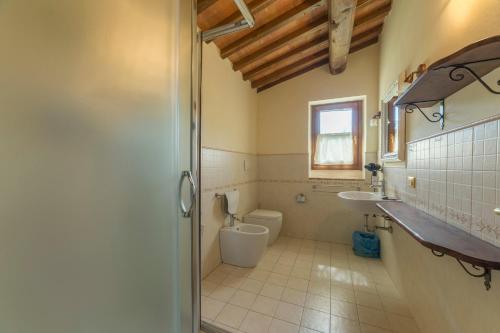 a bathroom with a toilet and a sink at Borgo da Vinci in Volterra