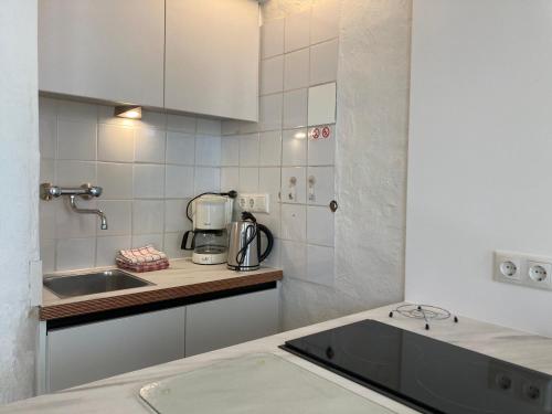 a kitchen with a sink and a counter top at b&b Achter de Sterren in Den Bosch