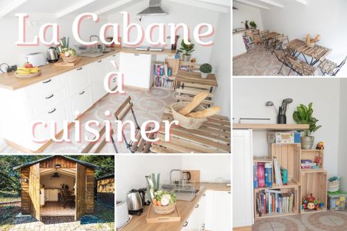 a collage of pictures of a kitchen and a house at GITES CURCUMA et COMPAGNIE in Jumencourt