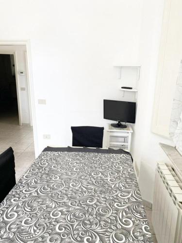 a bedroom with a bed and a television in it at Appartamento Mirellino a Marina di Cecina by Zoom In Earth in Marina di Cecina