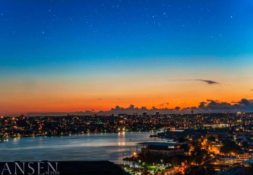 a view of a city at night at Ansen Hotel and Suites in Istanbul