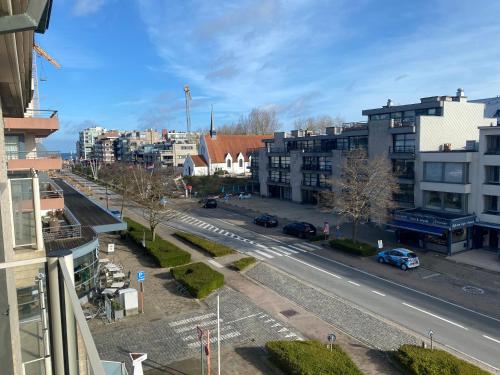 an aerial view of a city street with buildings at Oostduinkerke Apartments in Oostduinkerke