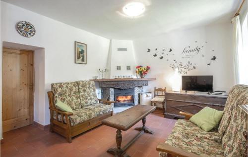 a living room with a couch and a fireplace at Casa Ciricea in Piteccio