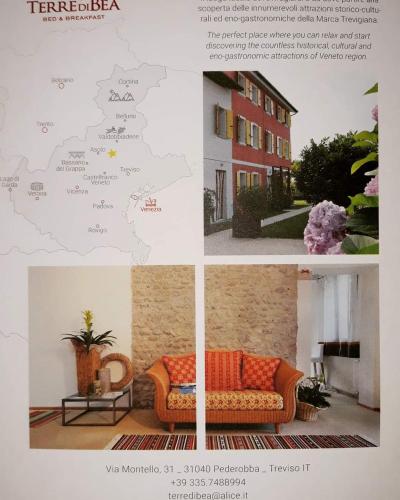 a collage of photos with a couch and a house at B&B Terre Di Bea in Pederobba