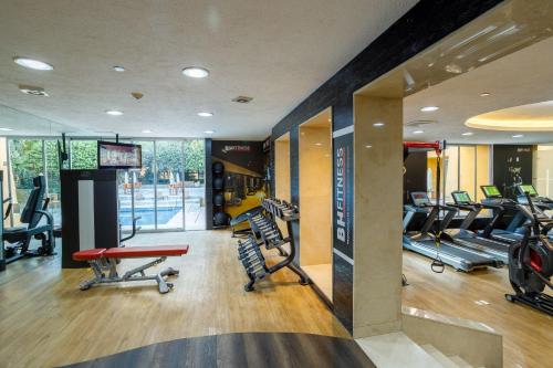 a gym with treadmills and cardio equipment in a building at Camino Real Polanco Mexico in Mexico City