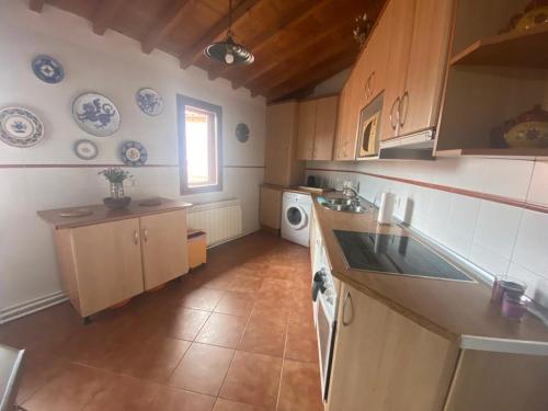 a kitchen with a sink and a washing machine at casa rural corral del Toro 