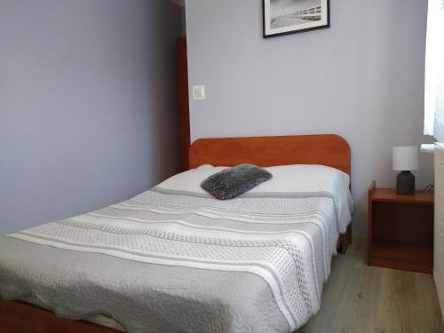 弗瓦迪斯瓦沃沃的住宿－Willa Jutrzenka，一间卧室配有一张带枕头的床