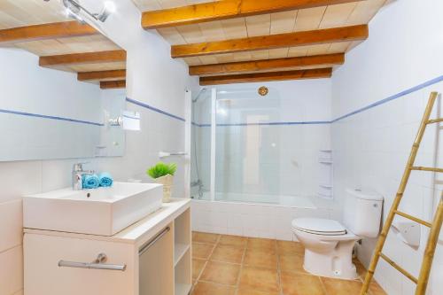 a bathroom with a sink toilet and a shower at Marilen - Finca with Large Garden & Pool in Alcudia