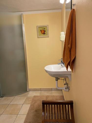 Koupelna v ubytování Granly-Vorbasse B&B