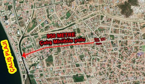 a map of a city with a red arrow at Nehir Apart Hotel in Fethiye