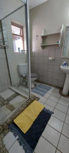 a bathroom being remodeled with a toilet and a sink at Sjoe 1 in Struisbaai