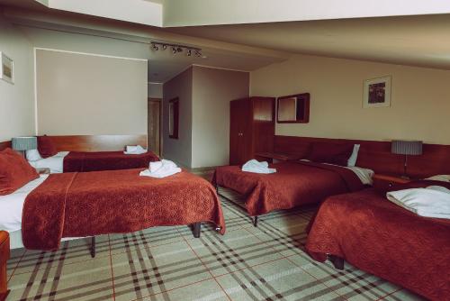 Un pat sau paturi într-o cameră la Zajazd Srebrna Gora