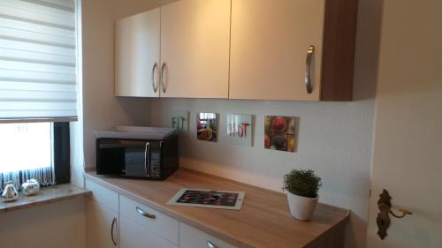 Kuchyň nebo kuchyňský kout v ubytování Ferien im Reetdachhaus