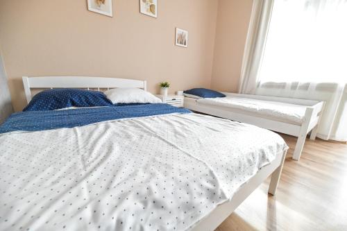 1 Schlafzimmer mit 2 Betten und einem Fenster in der Unterkunft Apartament Zosienka in Zator