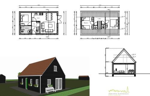 a diagram of a house with different views at Grindweg 4A in Westkapelle