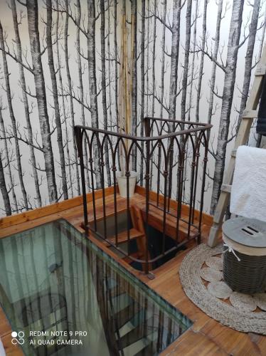 Cette chambre est dotée d'une piscine et d'une fresque murale représentant les arbres. dans l'établissement Navajos, à Buis-les-Baronnies